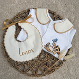 Baby Boys Lion Cub With Butterfly Handmade Sleepsuit & Bib