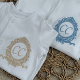 Baby's Personalised Crest Sleepsuit & Bib Gift Set