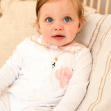 Baby Girls Pink Swan Handmade Baby grow and Bib