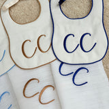 Baby unisex 5 Personalised Bibs & Muslin Set