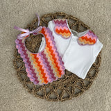 Baby Girls Stripe lilac Handmade Sleepsuit & Bib