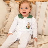 Girls Green Winnie The Poo Handmade Sleepsuit And Bib