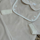 Baby's Beige Velour Personalised Top & Pants Set