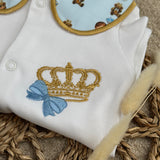 Baby Boys Prince Handmade Sleepsuit And Bib