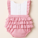 Baby Girls Pink Gingham Summer Frill Romper