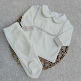 Baby's Ivory Velour Personalised Top & Pants Set