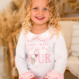 Girls White & Pink Birthday Frilly Pyjamas