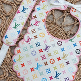 Baby Girl’s multi Colour inspired Bib & Dummy Clip Set