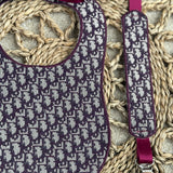 Baby's Jacquard Burgundy Dior Bib & Dummy Clip Set