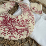 Baby Girls cream & Red Vintage Handmade Sleepsuit & Bib