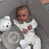 Perfect Little Thing Boys Grey Crest Handmade Sleepsuit And Bib