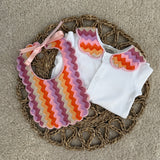 Baby Girls Stripe Pink Handmade Sleepsuit & Bib