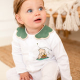 Girls Green Winnie The Poo Handmade Sleepsuit And Bib