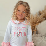 Girls White & Pink Birthday Frilly Pyjamas