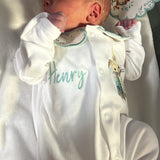 Unisex Peter Rabbit Handmade Sleepsuit And Bib