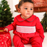 PRE-ORDER Baby Boys Red Christmas Smocked Sleepsuit