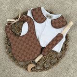 Baby’s Inspired GG Handmade Sleepsuit, Bib & Dummy Clip Set
