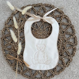 Boys Ivory Bear Handmade Sleepsuit And Bib