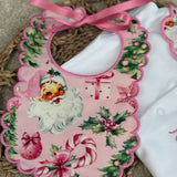Baby Girls Christmas Handmade Baby grow and Bib