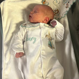 Unisex Peter Rabbit Handmade Sleepsuit And Bib