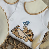 Baby Boys Lion Cub With Butterfly Handmade Sleepsuit & Bib