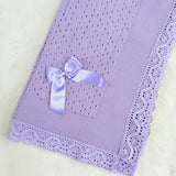 Baby's Lace Lilac Shawl With Lilac Trim