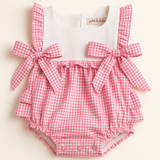 Baby Girls Pink Gingham Summer Frill Romper
