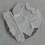 Baby's Beige Velour Personalised Top & Pants Set