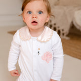 Baby Girls Pink Swan Handmade Baby grow and Bib