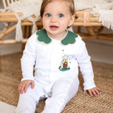 Girls Green Winnie The Poo Handmade Sleepsuit And Bib