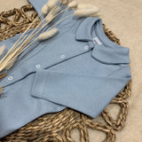 Babidu Boys Blue Button up Cotton Long Sleeve Bodysuit