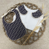 Baby’s Unisex Jacquard Handmade Sleepsuit, Bib & Dummy Clip Set