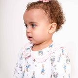 Girls Peter Rabbit Print Cotton Sleepsuit