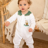 Girls Green Winnie The Poo Handmade Sleepsuit And Bib