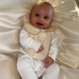 Boys Ivory Bear Handmade Sleepsuit And Bib