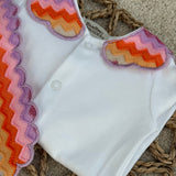 Baby Girls Stripe lilac Handmade Sleepsuit & Bib
