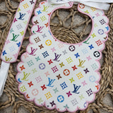Baby Girl’s multi Colour inspired Bib & Dummy Clip Set