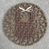 Baby's Handmade Inspired Brown Fendi Bib