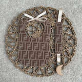 Baby's Brown inspired FF Bib & Dummy Clip Set