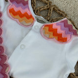 Baby Girls Stripe Pink Handmade Sleepsuit & Bib