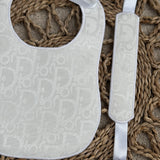 Baby's Handmade White Dior Bib & Dummy Clip Set