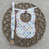 Baby Girl’s multi Colour inspired Bib & Dummy Clip Set