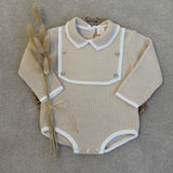 Boys Spanish Knitted Beige Romper