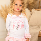 Girls White & Pink Birthday Frilly Pyjamas
