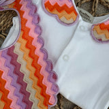 Baby Girls Stripe lilac Handmade Sleepsuit & Bib