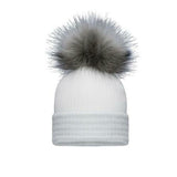 Grey & White Single Pom Hat
