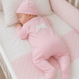 Perfect Little Thing Girls Angel Wing Velour Sleepsuit With Hat - Pink
