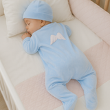 Perfect Little Thing Boys Angel Wing Velour Sleepsuit With Hat - Blue