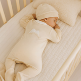 Perfect Little Thing Unisex Angel Wing Velour Sleepsuit With Hat - Beige