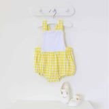Unisex Lemon Gingham Romper